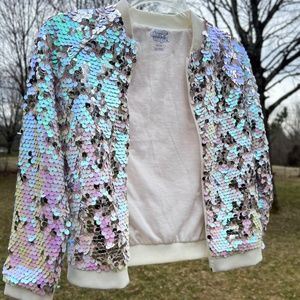 More Than Magic Girls Sequin Jacket - Kids | Color: White/Pink | Size: 7/8